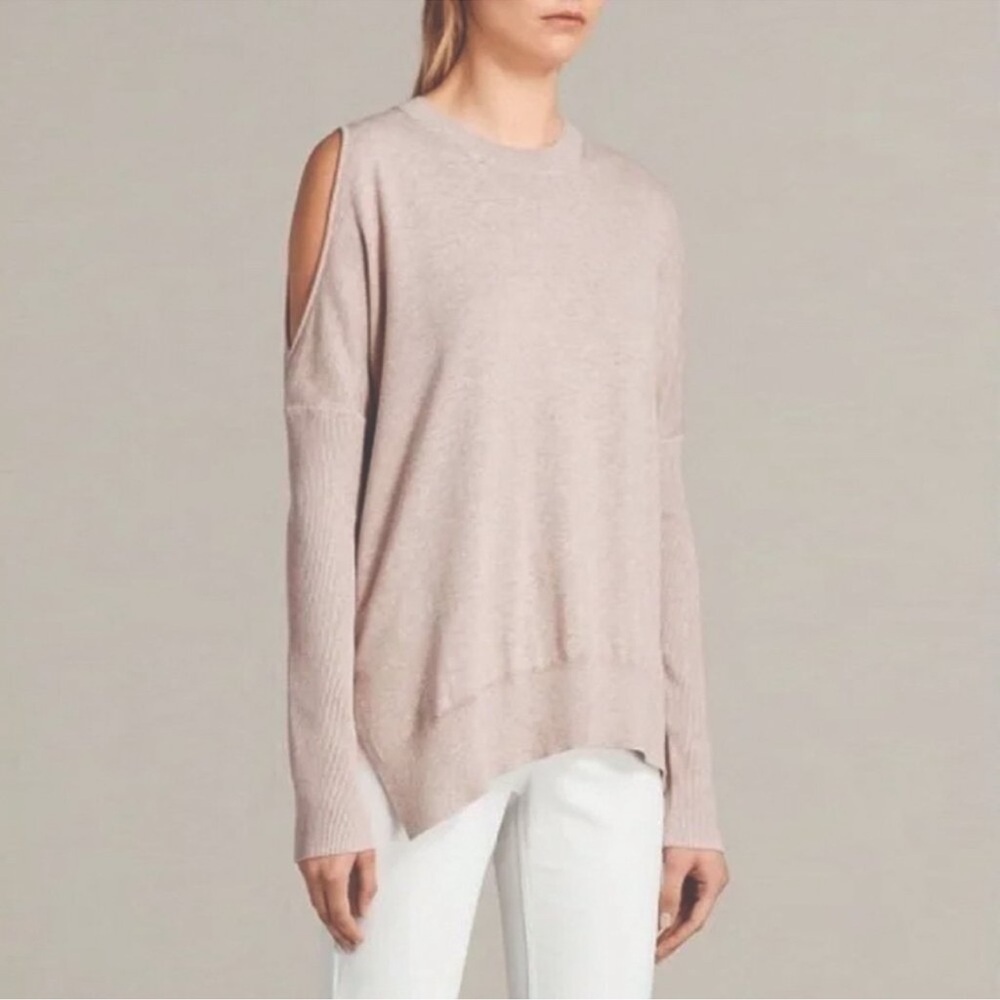 ALLSAINTS Reya Cold Shoulder Sweater Blush Pink Size Small